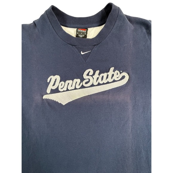 Vintage Penn State Script Embroidered Nike Team T-Shirt Sz L Fading Navy - Picture 4 of 12